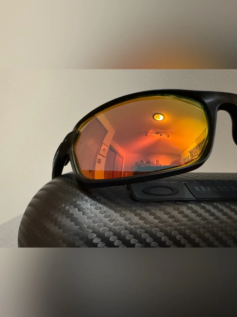 Oakley Carbon Shift Sunglasses with Orange Iridium Mirror Lenses -Black & Blue